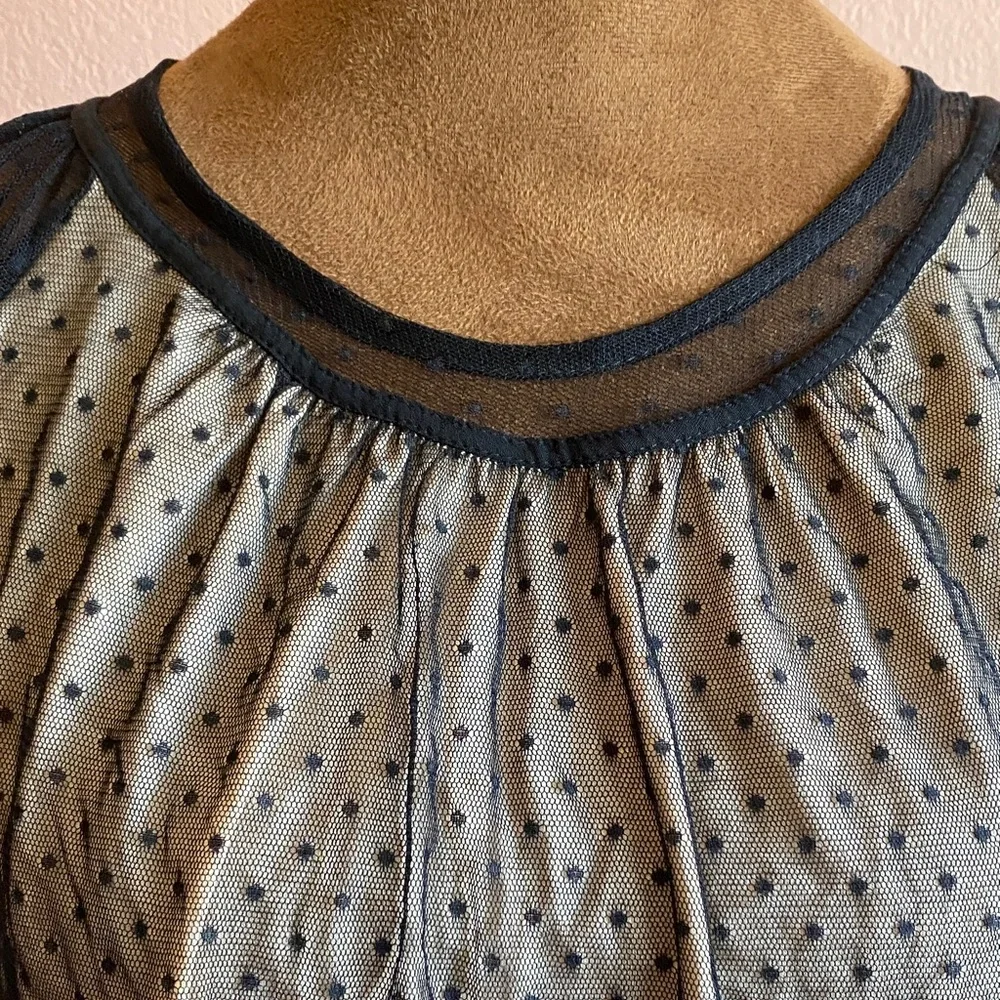 Zara Black and Gray Sheer Sleeve Blouse